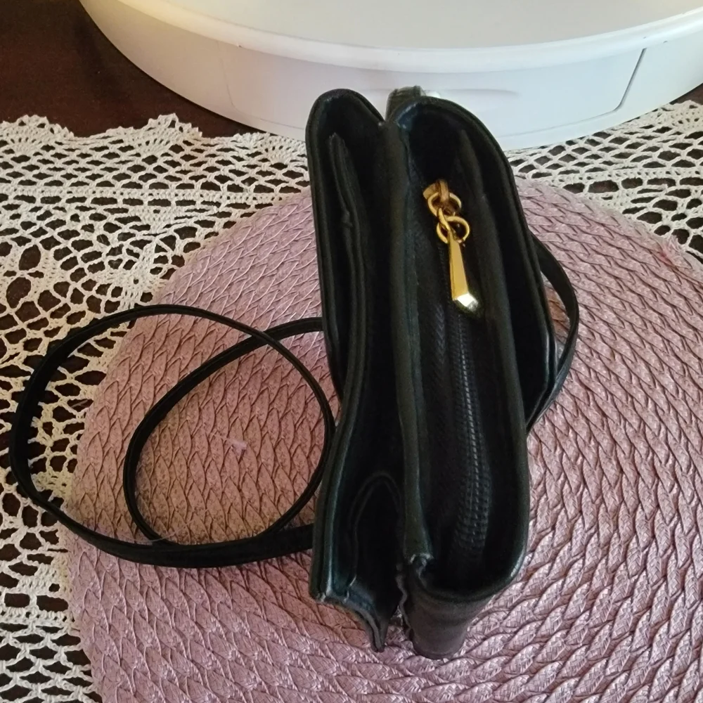 All Leather Black Crossbody Bag